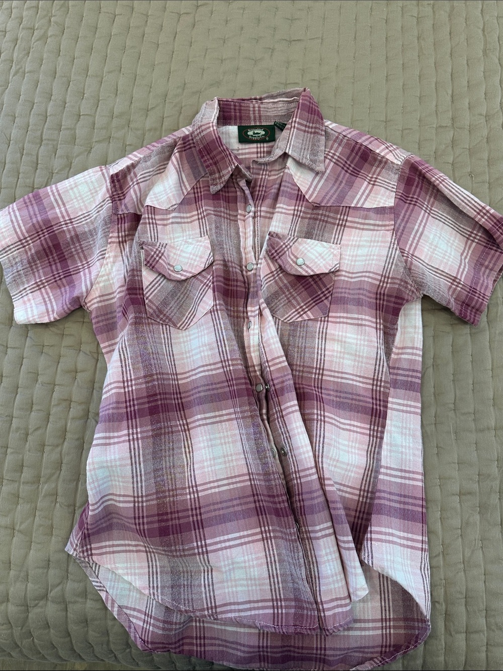 Short-Sleeve Plaid Shirt - Pink/Mauve